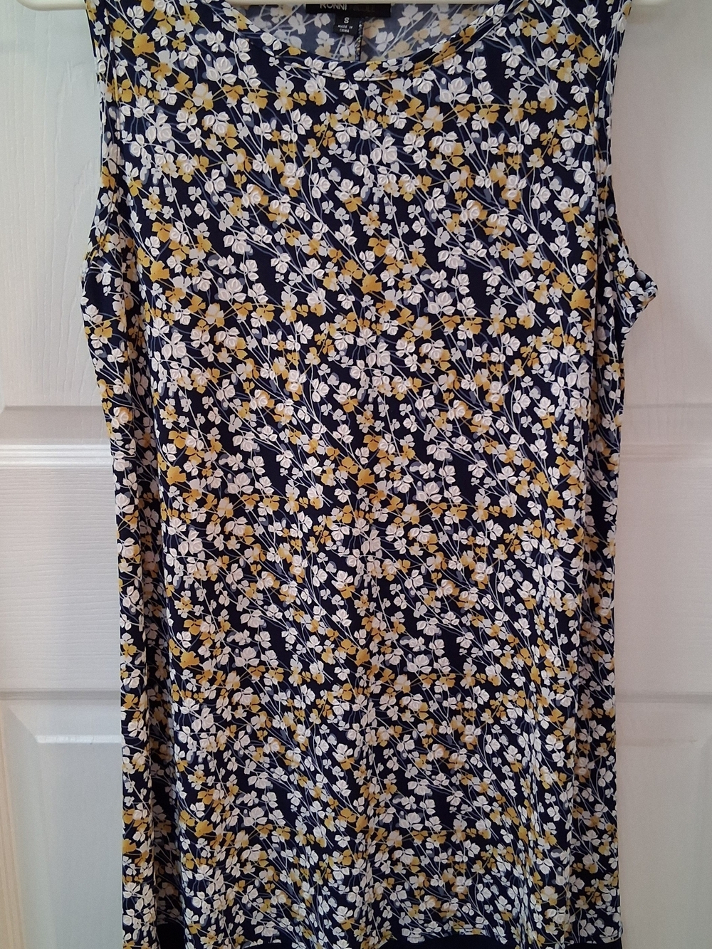 Ronni Nicole Navy Floral Tank with Yellow and White Blooms